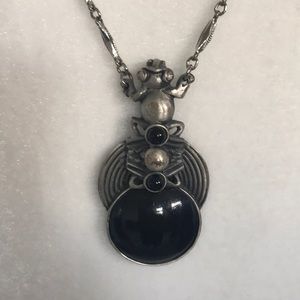 Sweet frog necklace in silver and black. Silver plated and noted Made in CAN 🍂